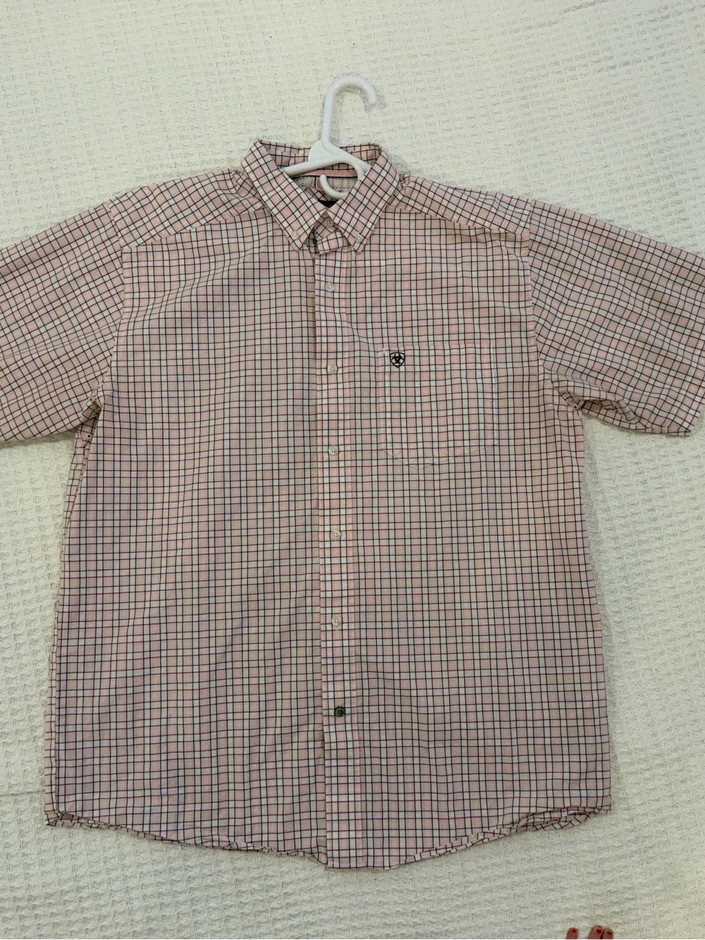 Ariat PRO Short-Sleeve Button-Down Shirt in Pink and Brown Plaid